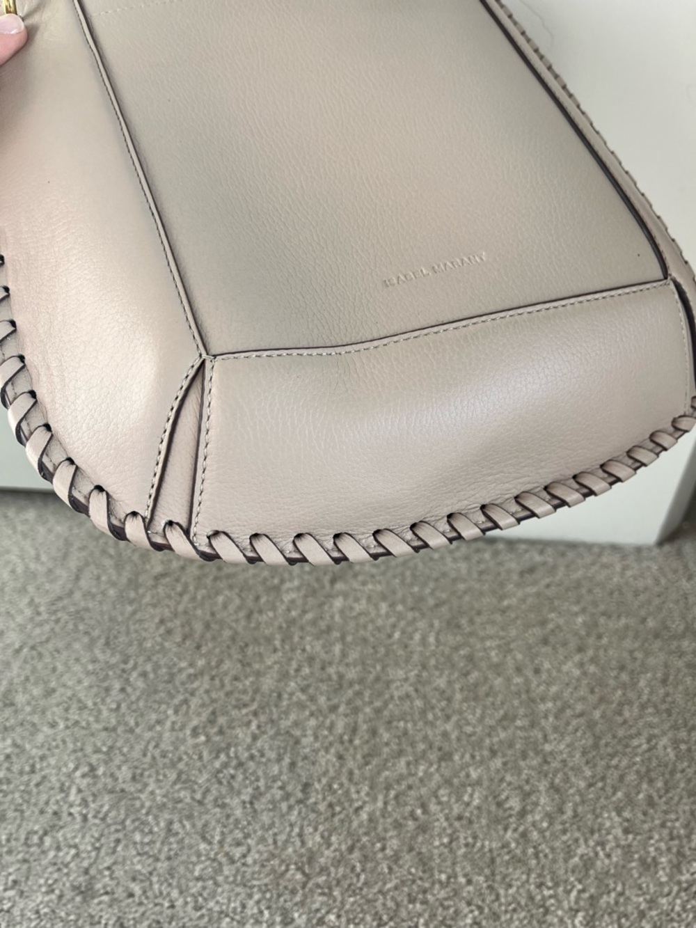 isabel marant oskan bag Leather Crossbody Saddle Bag in Beige - Picture 14 of 15